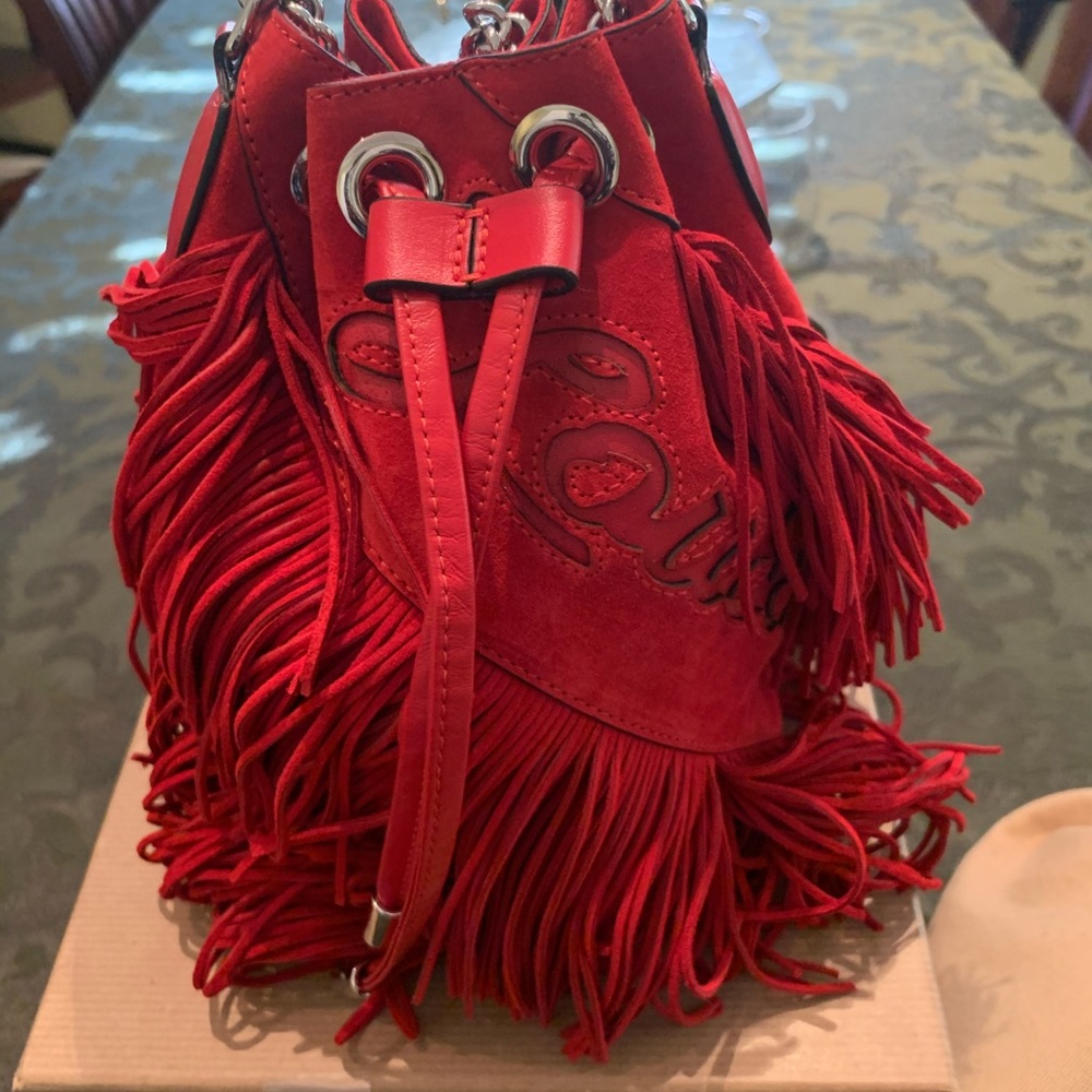 SOLD!Christian Louboutin Red Marie Jane Bucket Bag - Picture 2 of 7